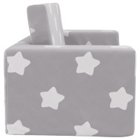 Miniatyr av produktbild för Bäddsoffa för barn 2-sits ljusgrå med stjärnor mjuk plysch