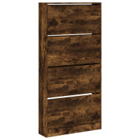 Produktbild för Skoskåp med 4 flip-lådor rökfärgad ek 80x21x163,5 cm