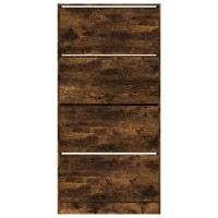 Produktbild för Skoskåp med 4 flip-lådor rökfärgad ek 80x21x163,5 cm