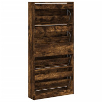 Produktbild för Skoskåp med 4 flip-lådor rökfärgad ek 80x21x163,5 cm
