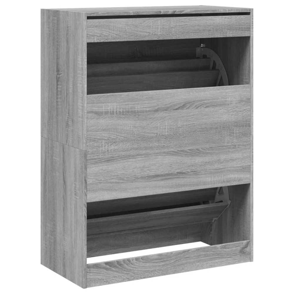Produktbild för Skoskåp med 2 flip-lådor grå sonoma 80x42x108 cm