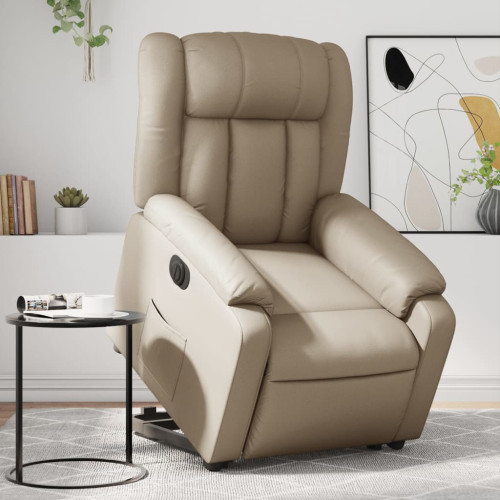 vidaXL Reclinerfåtölj med uppresningshjälp cappuccino konstläder