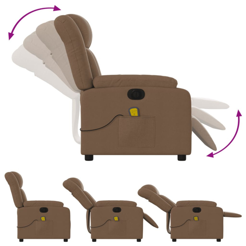 Produktbild för Elektrisk massagefåtölj brun tyg