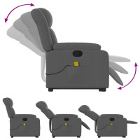 Miniatyr av produktbild för Massagefåtölj med uppresningshjälp mörkgrå tyg
