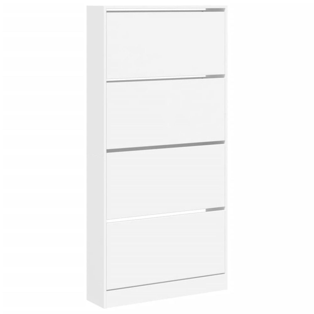 Produktbild för Skoskåp med 4 flip-lådor vit 80x21x163,5 cm