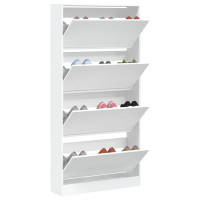 Produktbild för Skoskåp med 4 flip-lådor vit 80x21x163,5 cm
