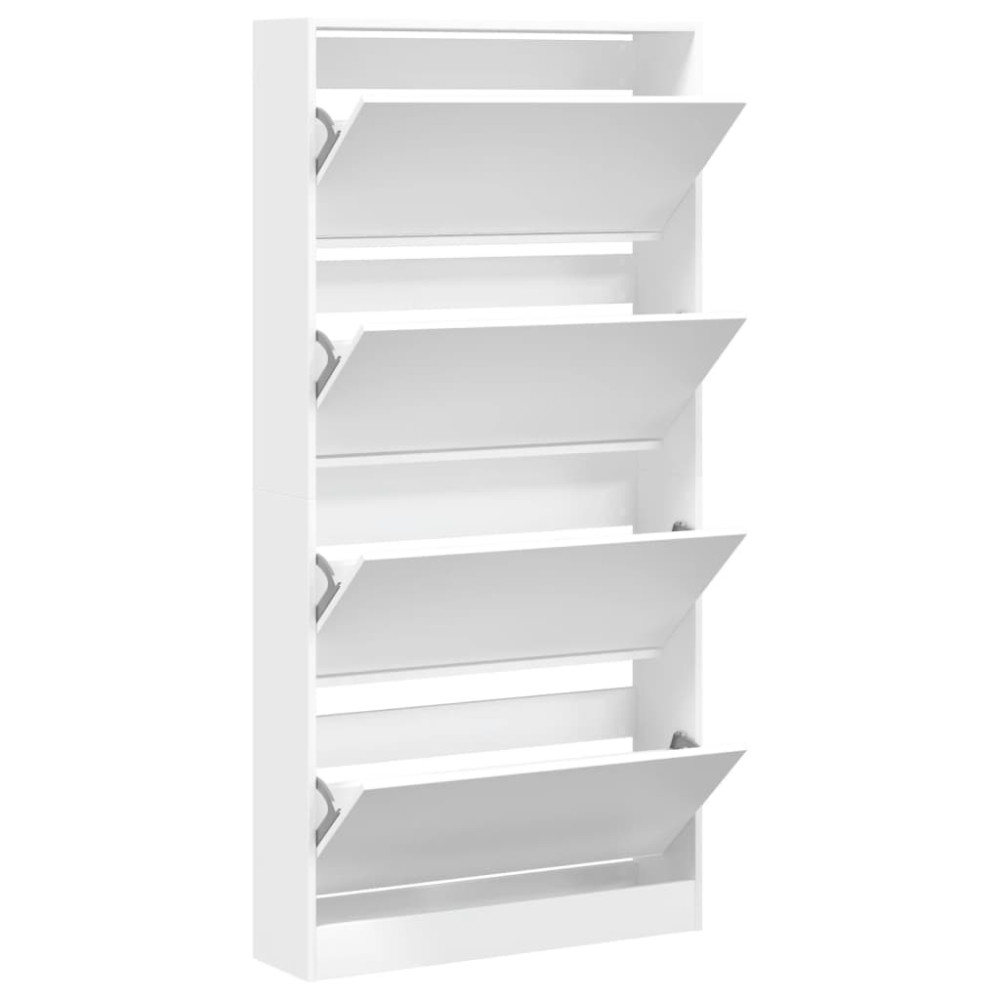 Produktbild för Skoskåp med 4 flip-lådor vit 80x21x163,5 cm
