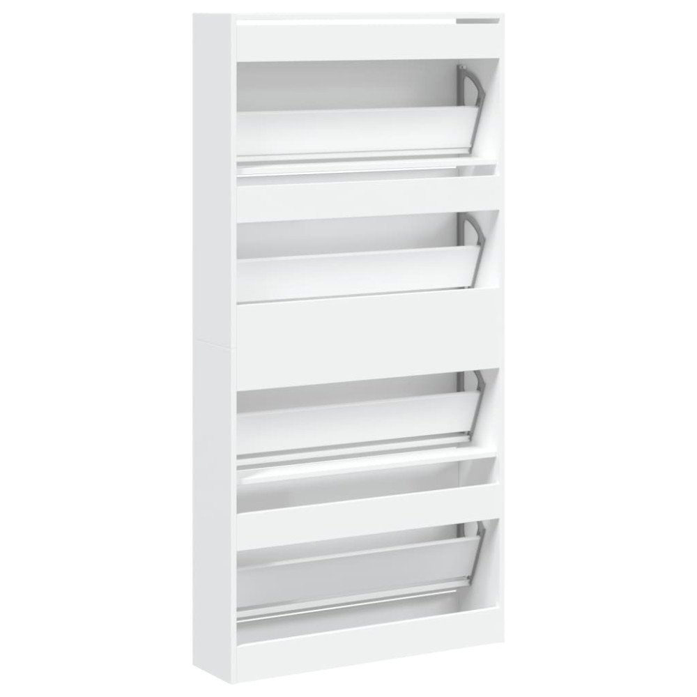 Produktbild för Skoskåp med 4 flip-lådor vit 80x21x163,5 cm