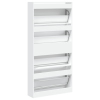 Produktbild för Skoskåp med 4 flip-lådor vit 80x21x163,5 cm