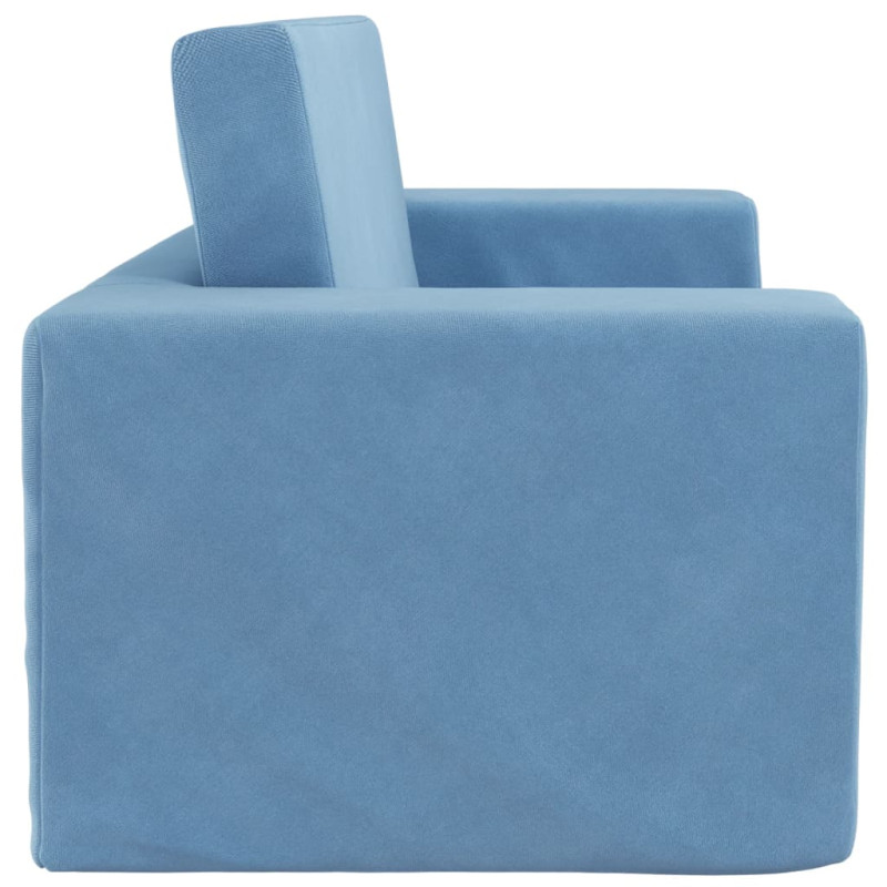 Produktbild för Bäddsoffa för barn 2-sits blå mjuk plysch