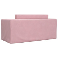 Miniatyr av produktbild för Bäddsoffa för barn 2-sits rosa mjuk plysch