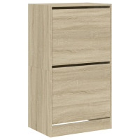 Produktbild för Skoskåp med 2 flip-lådor sonoma-ek 60x42x108 cm