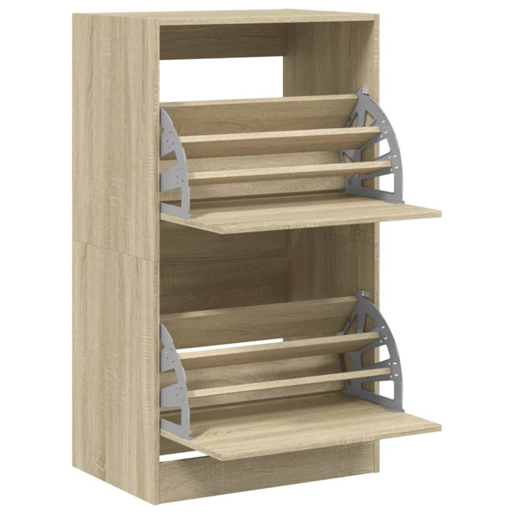 Produktbild för Skoskåp med 2 flip-lådor sonoma-ek 60x42x108 cm