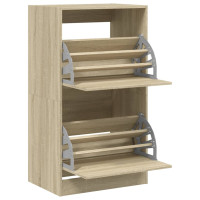 Produktbild för Skoskåp med 2 flip-lådor sonoma-ek 60x42x108 cm