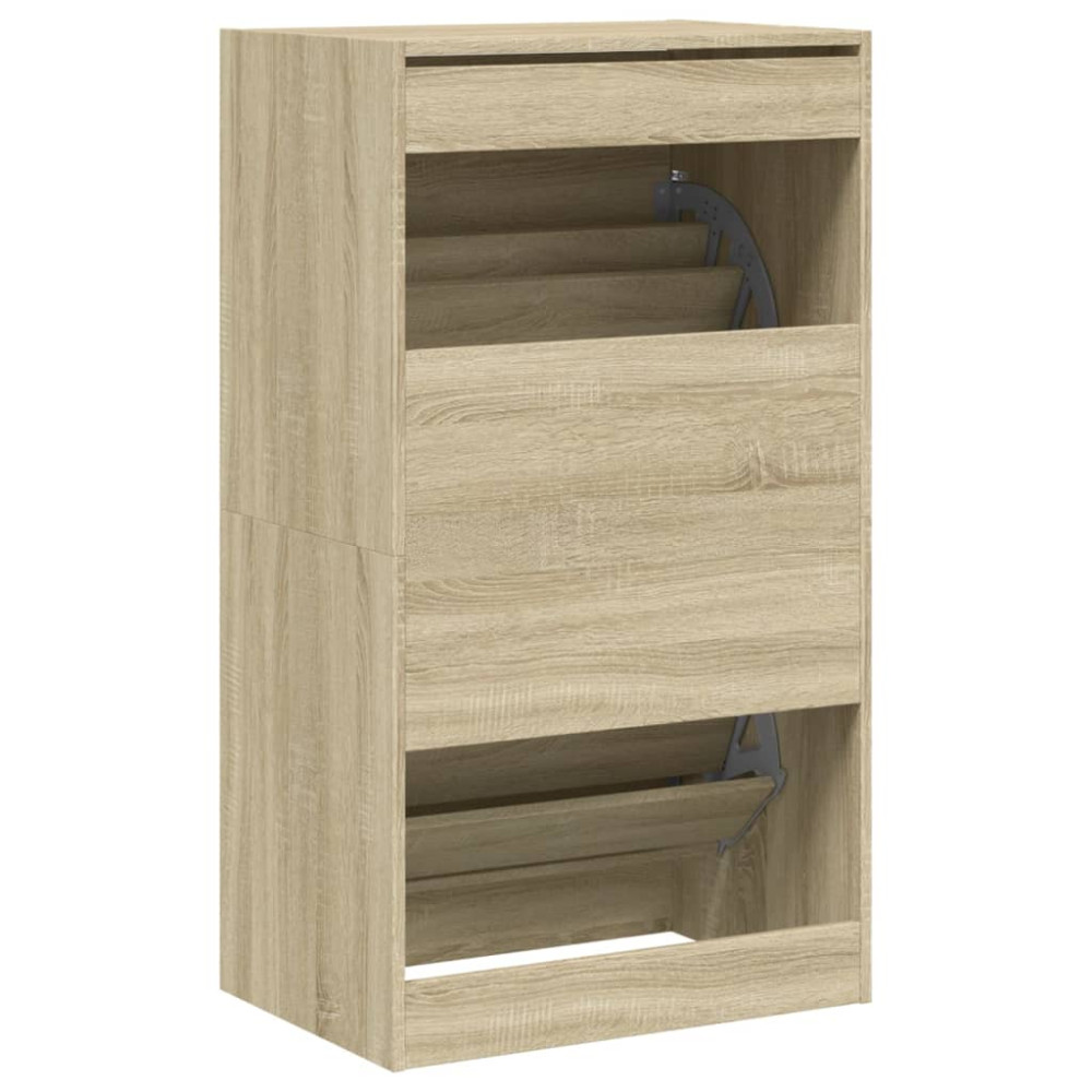 Produktbild för Skoskåp med 2 flip-lådor sonoma-ek 60x42x108 cm