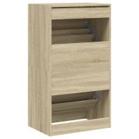 Produktbild för Skoskåp med 2 flip-lådor sonoma-ek 60x42x108 cm