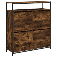 Produktbild för Skoskåp med 4 flip-lådor rökfärgad ek 100x34x112 cm