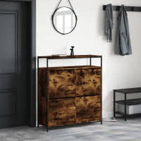 Produktbild för Skoskåp med 4 flip-lådor rökfärgad ek 100x34x112 cm