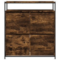 Produktbild för Skoskåp med 4 flip-lådor rökfärgad ek 100x34x112 cm