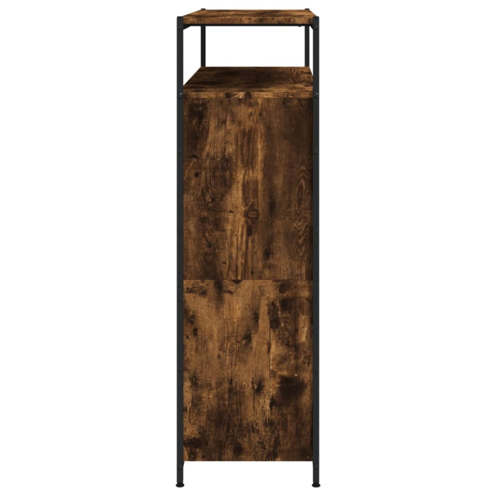 Produktbild för Skoskåp med 4 flip-lådor rökfärgad ek 100x34x112 cm