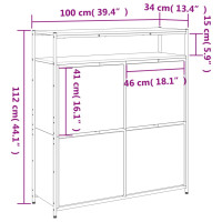 Produktbild för Skoskåp med 4 flip-lådor rökfärgad ek 100x34x112 cm
