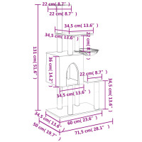 Produktbild för Katträd med klöspelare sisal ljusgrå 131 cm