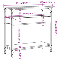 Produktbild för Avlastningsbord med hylla brun ek 75x29x75 cm konstruerat trä