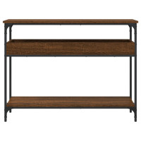 Produktbild för Avlastningsbord med hylla brun ek 100x29x75 cm konstruerat trä