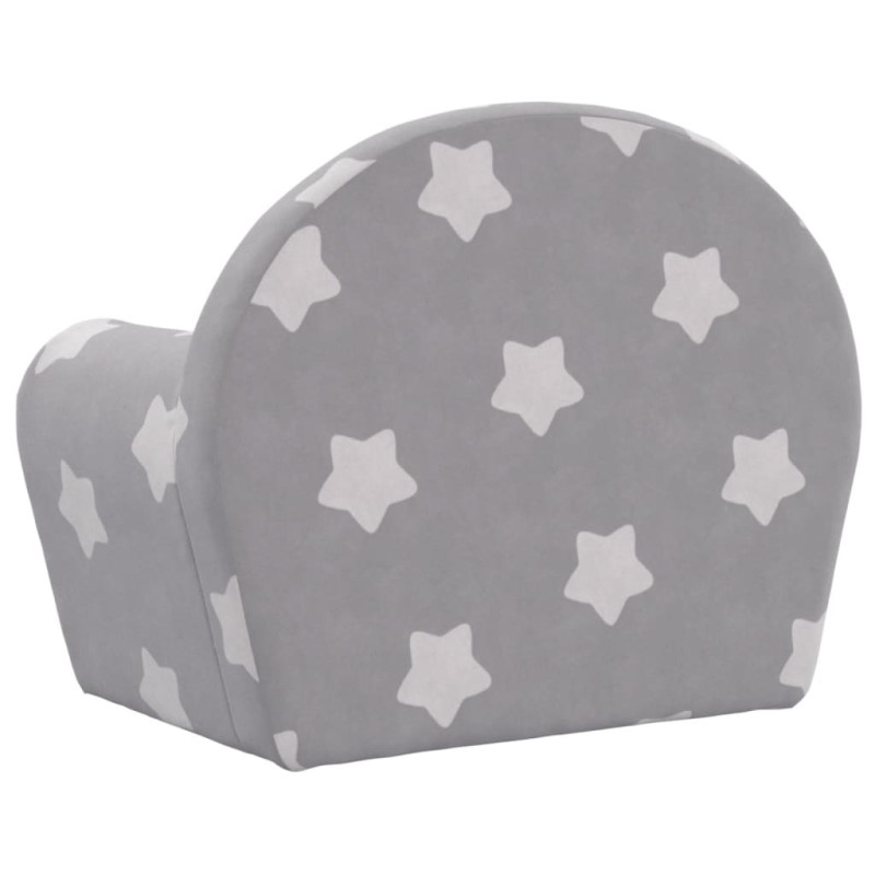 Produktbild för Barnsoffa ljusgrå med stjärnor mjuk plysch
