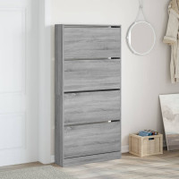 Produktbild för Skoskåp med 4 flip-lådor grå sonoma 80x21x163,5 cm