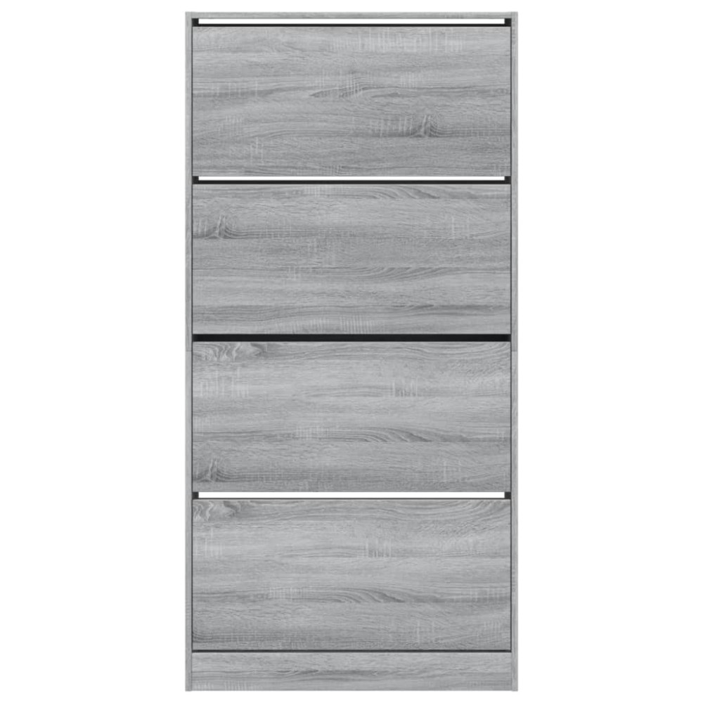 Produktbild för Skoskåp med 4 flip-lådor grå sonoma 80x21x163,5 cm