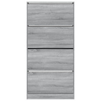 Produktbild för Skoskåp med 4 flip-lådor grå sonoma 80x21x163,5 cm