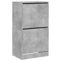 Produktbild för Skoskåp med 2 flip-lådor betonggrå 60x42x108 cm