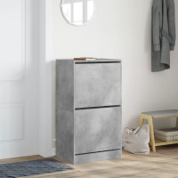 Produktbild för Skoskåp med 2 flip-lådor betonggrå 60x42x108 cm