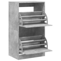Produktbild för Skoskåp med 2 flip-lådor betonggrå 60x42x108 cm