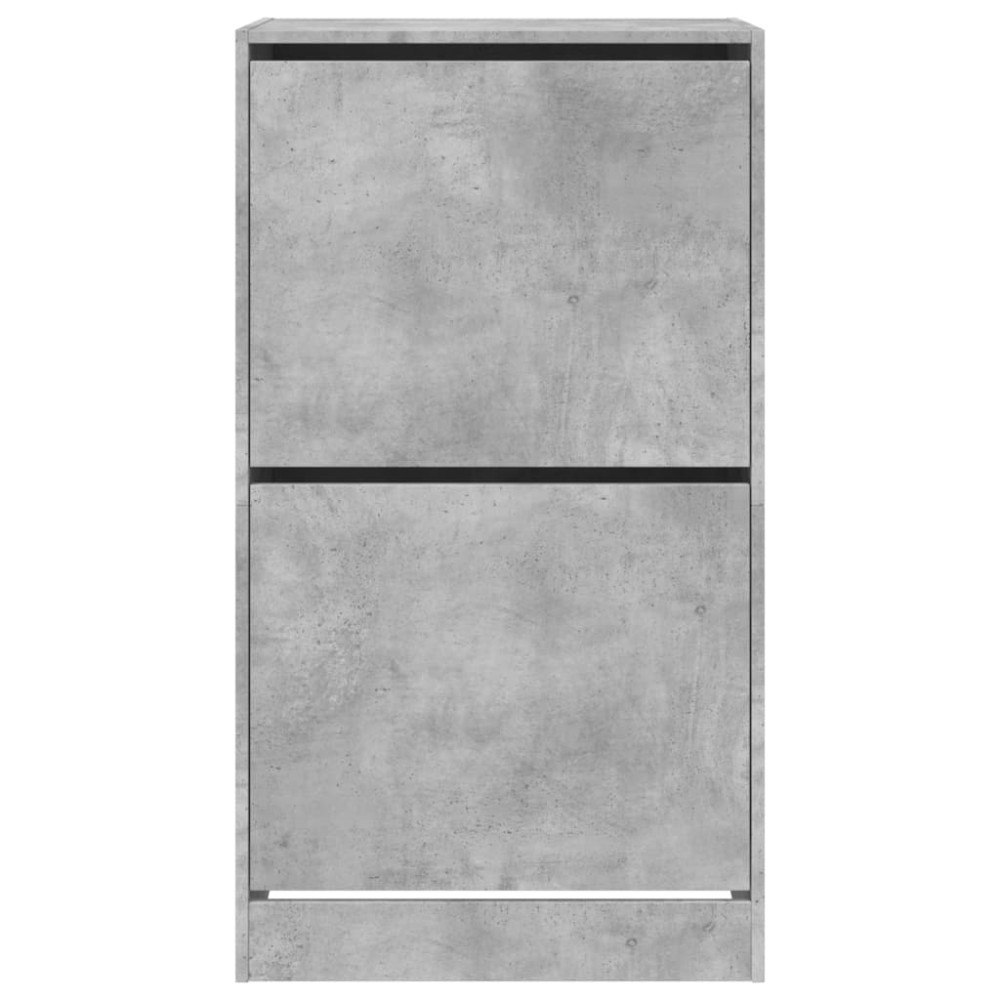 Produktbild för Skoskåp med 2 flip-lådor betonggrå 60x42x108 cm