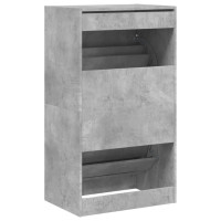 Produktbild för Skoskåp med 2 flip-lådor betonggrå 60x42x108 cm