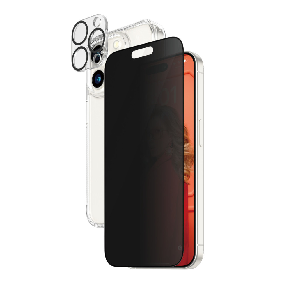 Produktbild för PanzerGlass Privacy 3-in-1-Pack iPhone 2023 6.1 Pro Genomskinligt skärmskydd Apple 1 styck