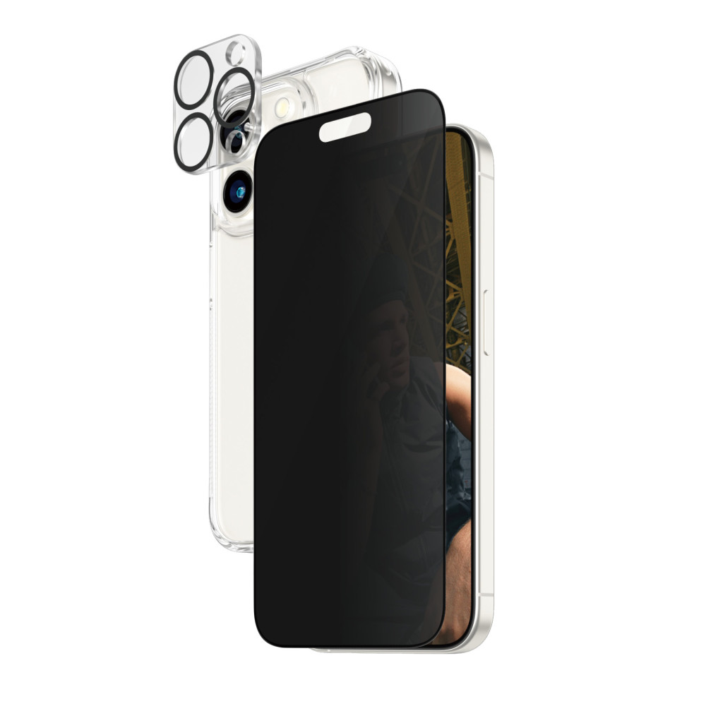 Produktbild för PanzerGlass Privacy 3-in-1-Pack iPhone 2023 6.1 Pro Genomskinligt skärmskydd Apple 1 styck