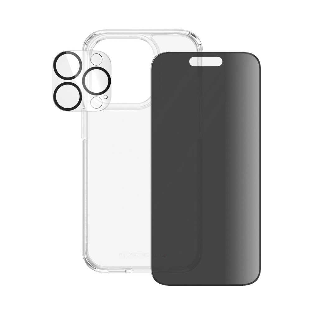Produktbild för PanzerGlass Privacy 3-in-1-Pack iPhone 2023 6.1 Pro Genomskinligt skärmskydd Apple 1 styck