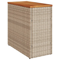 Produktbild för Trädgårdsbord med träskiva beige 58x27,5x55 cm konstrotting