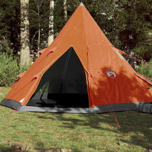 vidaXL Campingtält 4 Personer grå & orange 367x367x259 cm 185T taft
