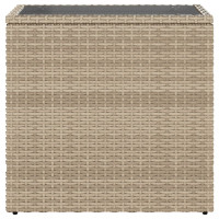 Produktbild för Trädgårdsbord med glasskiva beige 58x27,5x55 cm konstrotting