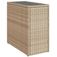 Produktbild för Trädgårdsbord med glasskiva beige 58x27,5x55 cm konstrotting