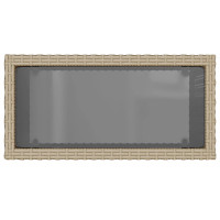 Produktbild för Trädgårdsbord med glasskiva beige 58x27,5x55 cm konstrotting