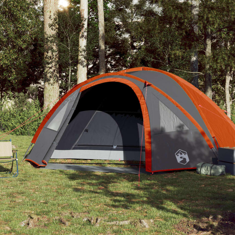 Produktbild för Campingtält 4 personer grå och orange vattentätt