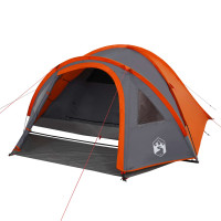 Miniatyr av produktbild för Campingtält 4 personer grå och orange vattentätt
