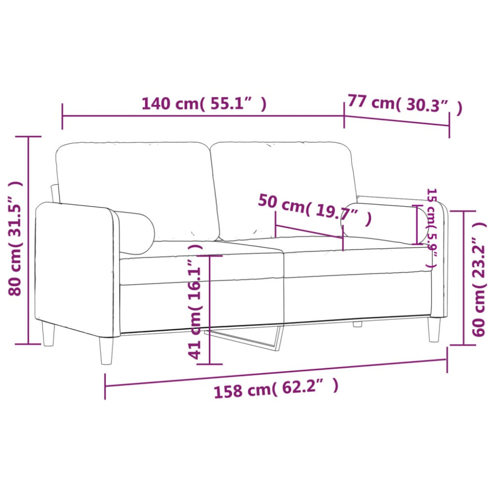Produktbild för 2-sitssoffa med prydnadskuddar blå 140 cm sammet