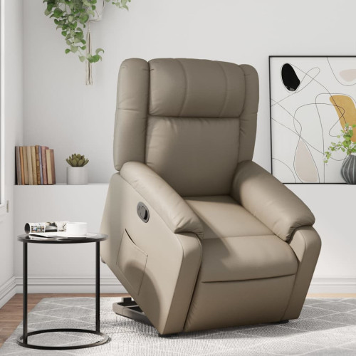 vidaXL Reclinerfåtölj med uppresningshjälp cappuccino konstläder