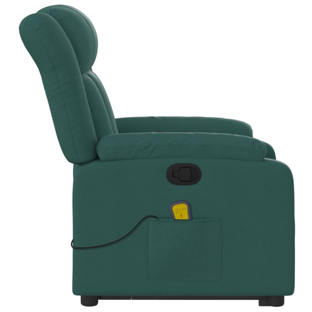 Produktbild för Massagefåtölj med uppresningshjälp mörkgrön tyg